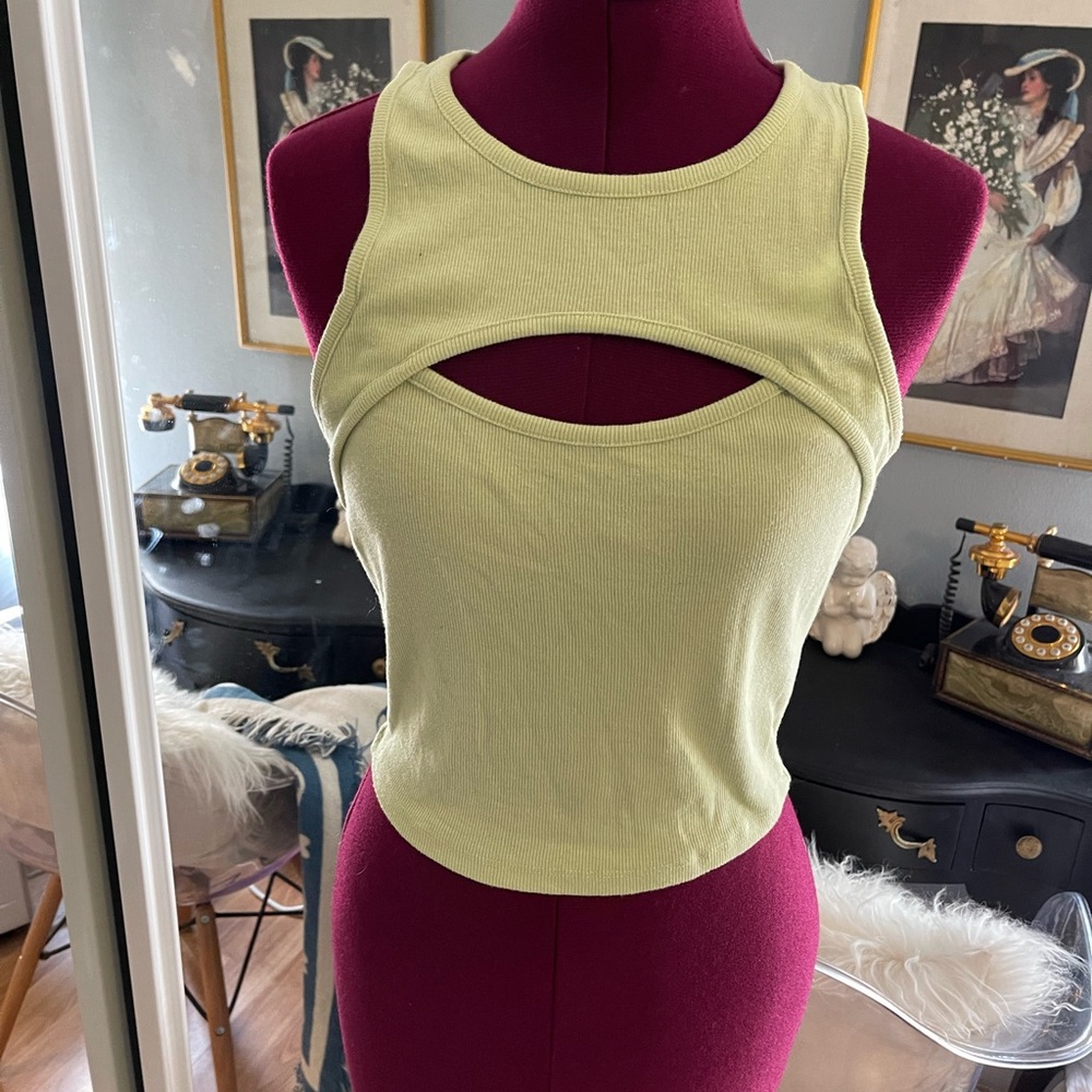 Abound Light Green Cutout Crop Top
